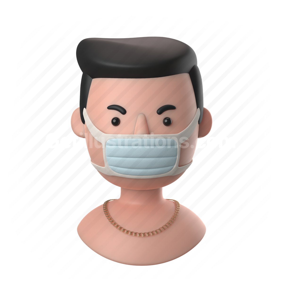 man, male, people, person, face mask, mask, shirtless, necklace